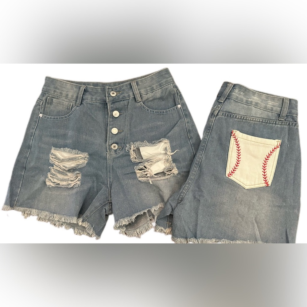 Denim Baseball Laced Shorts - Picture 4 of 5